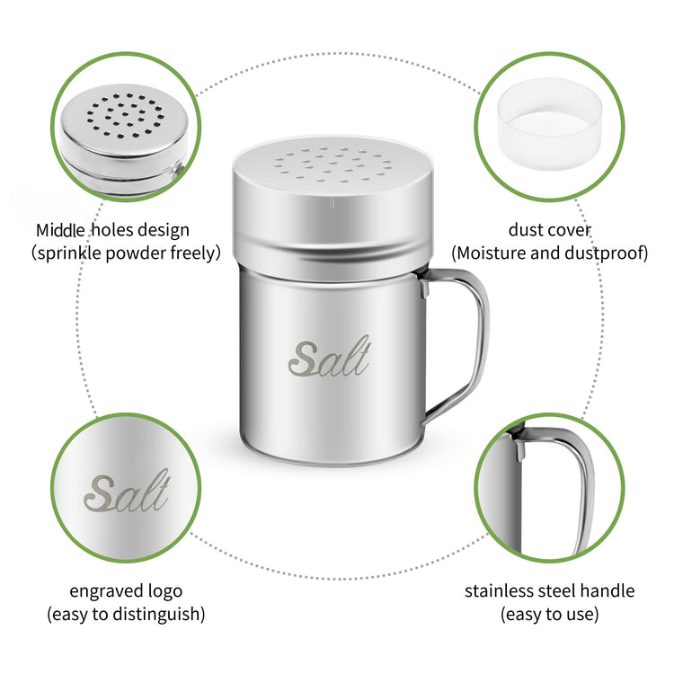 Stainless Steel Salt and Pepper Shakers Set (6 Ounce)