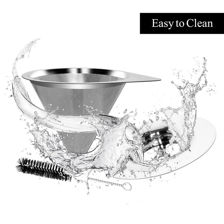Pour Over Coffee Dripper Reusable Coffee Filter Paperless Coffee Filter Stainless Steel Pour Over Coffee Maker Cone Coffee Dripper for 1