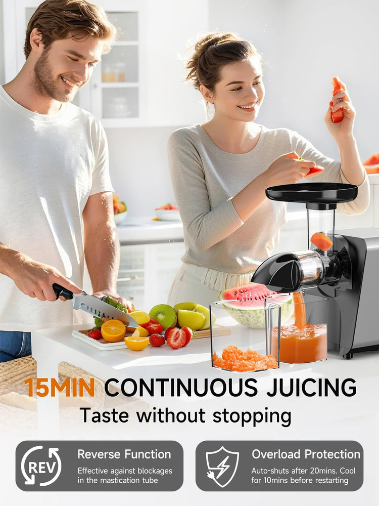 Slow Juicer Machine for Vegetables and Fruits Cold Press Masticating Extractor Celery Wheatgrass Leafy Greens Carrot Ginger Beet