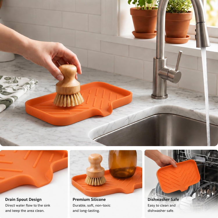 Silicone Soap Dish with Drain Spout