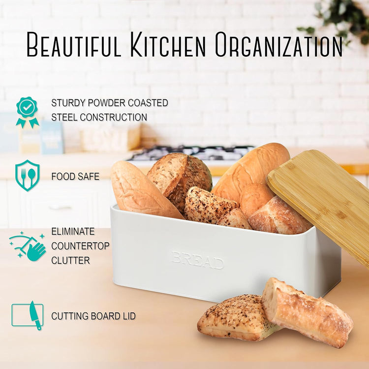 White Bread Box for Kitchen Countertop