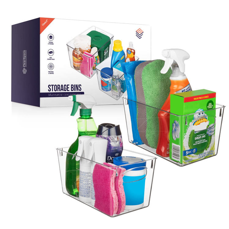 Clear Plastic Storage Bins (2 Count)