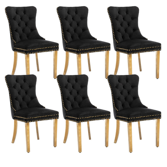 Black and Gold Velvet Dining Chairs Set of 6 (6 Count)