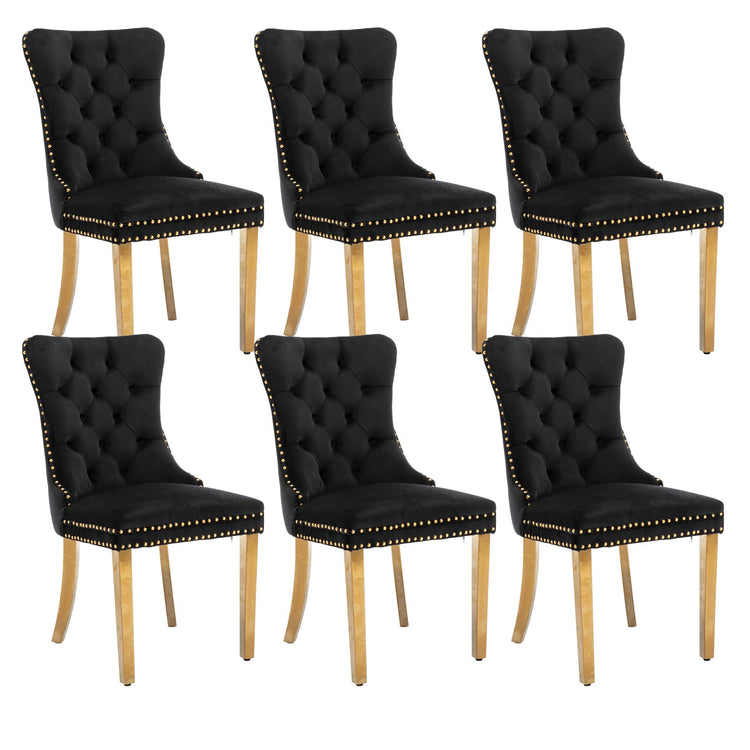 Black and Gold Velvet Dining Chairs Set of 6 (6 Count)