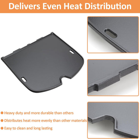 7034 Cast Iron Griddle for Weber 9010001 Traveler Portable Gas Grill, Replacement for Weber9010001, 9013001, 9020001 Gas Grill Accessories, Compatible with Weber Traveler Griddle Part - Nestoria