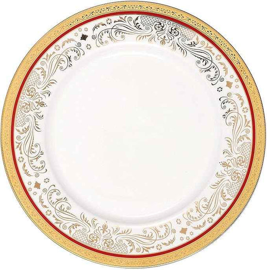 Lorren Home Trends La Luna Collection Bone China 57-Piece Red and 24K Gold Design Dinnerware Set, Service for 8