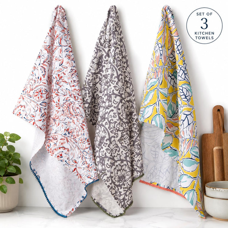 Printed Kitchen Dish Bar and Tea Towels Cotton (6 Count)