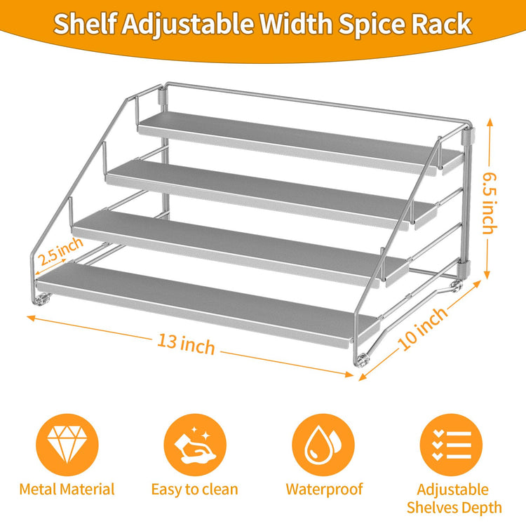 Spice Rack Depth Adjustable Spice Organizer for Cabinet