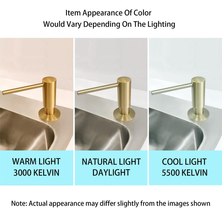 Brushed Gold Built in Dish Soap Dispenser for Kitchen Sink with 17 OZ PET Soap Bottle Refill from The Top