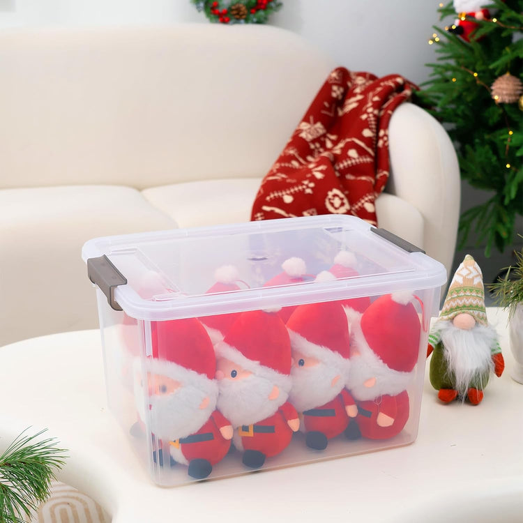 Citylife 32 QT Plastic Storage Bins with Latching Lids Stackable Storage Containers for Organizing Large Clear Storage Box for Garage, Closet, Kitchen, 4 Packs