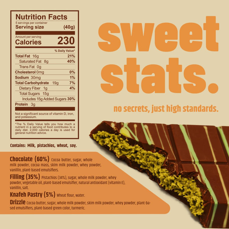 Large Dubai Chocolate Bar (7.05 Ounce)
