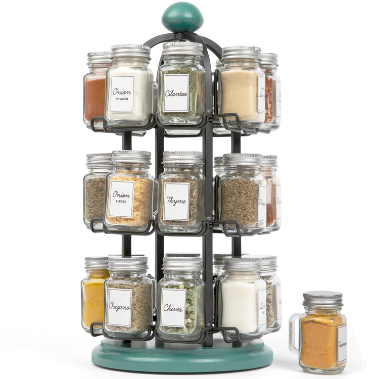 Adrinova 24 Jar Rotating Spice Rack with Spices Included & 5