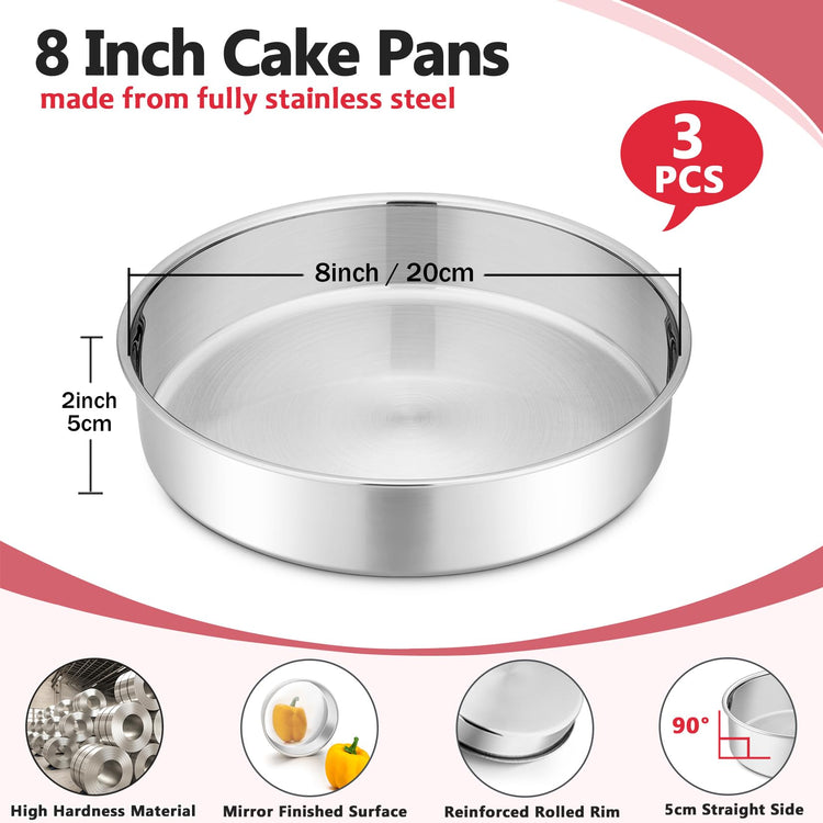 8 Inch Round Cake Pan Set of 3 (3 Count)