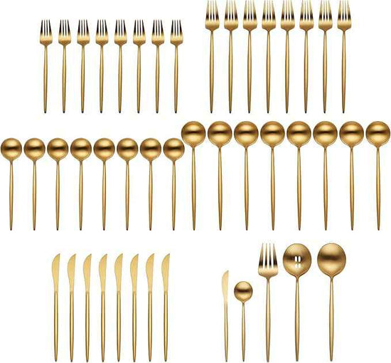 Hampton Forge 894758 Skandia Zephyr Satin Gold 45 Piece Flatware Set, Metallic