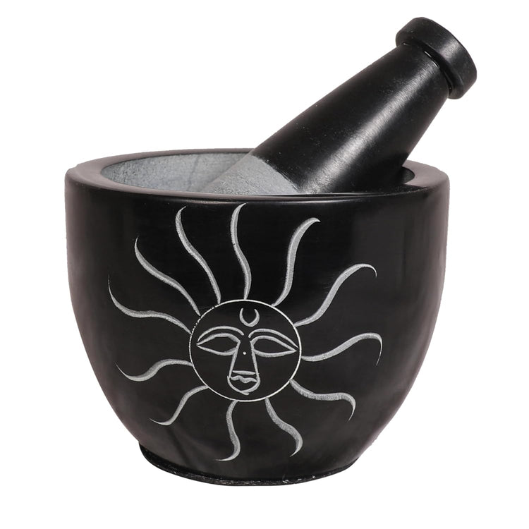 Mortar and Pestle, Made of Heavy Duty Polished Hard Stone, Natural Stone Grinder for Spices, Pastes, Herbs, Seasoning etc. (Sunlight)