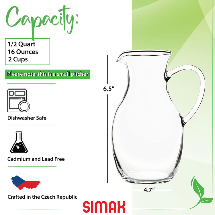 Small 16 Ounce Borosilicate Glass Pitcher with Handle