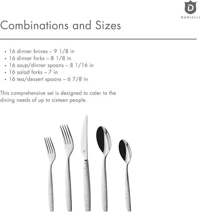 Engraved Silverware Set for 16 | 18/10 Stainless Steel Flatware with Mirror Finish and Engraved Handles | Heavy-Duty, Dishwasher Safe, Built to Last (80-Piece, Mezzano Engraved)