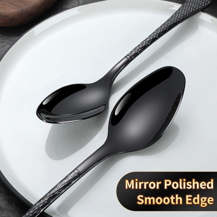 Hammered Black Silverware Set for 8 (40 Count)