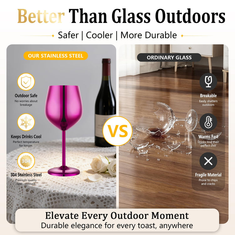 Unbreakable Stainless Steel Wine Glasses Set of 2 (2 Count)