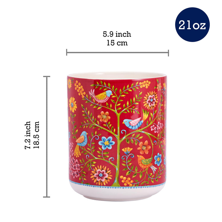 Red Spring Bird Ceramic Utensil Holder Set of 2 (2 Count)