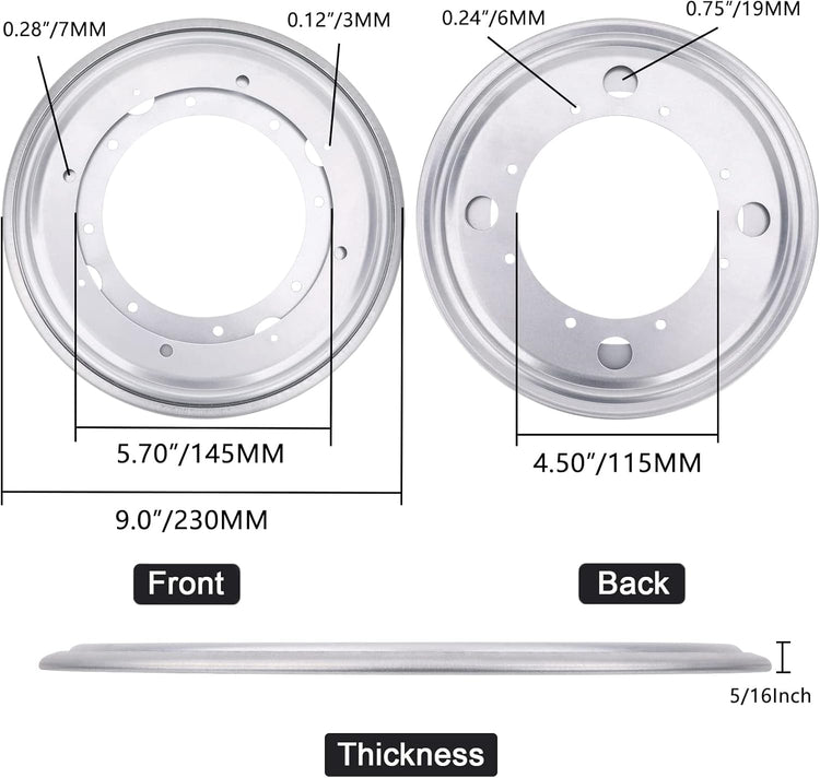 3Pack 9" Round Lazy Susan Hardware 5/16" Thick Lazy Susan Turntable Bearing Plate 750lbs Load Capacity Swivel Plate Base, Lazy Susan Turntable Base for Rotating Table, Serving Tray, Kitchen, Silver