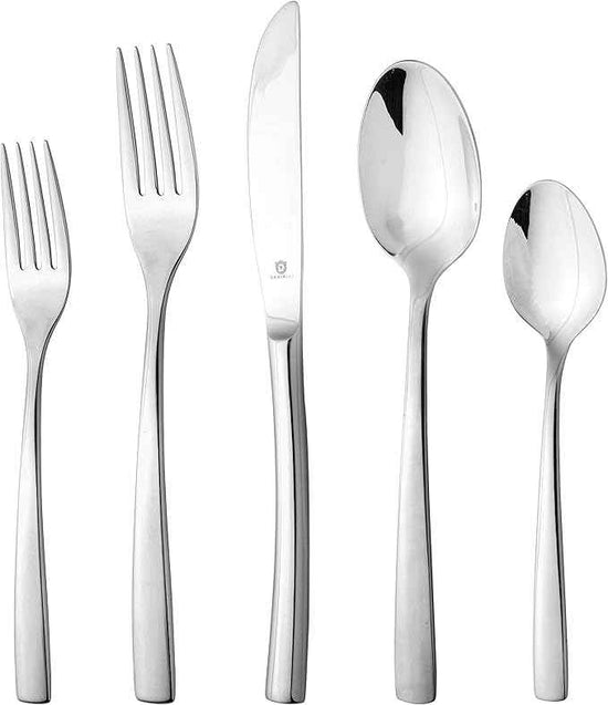 Modern Sleek Silverware Set - 18/10 Stainless Steel Flatware Set for Elegant Dining - Dishwasher Safe Cutlery Set -Built to Last Commitment (60-Piece)