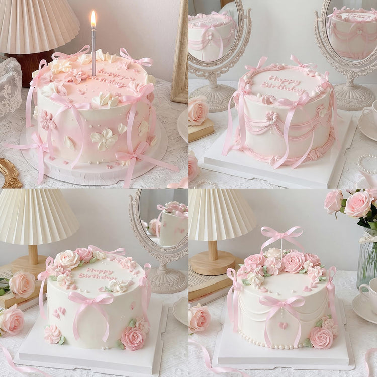 30 Pack Bow Cake Toppers Pink Ribbon Bows for Cake Back to School Decor (30 Count)