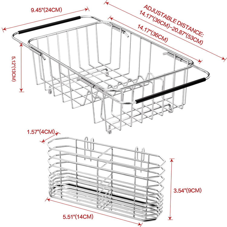 Small Dish Drainer Rack in Sink Adjustable