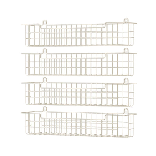 Spice Rack, 4-Pack Seasoning Organizer Wall Mount for Kitchen Storage Organization, Spice Holder Metal Shelf Saving Space for Cabinet, RV, Pantry, White (4 Count)