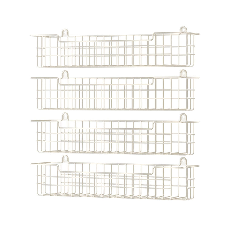 Spice Rack, 4-Pack Seasoning Organizer Wall Mount for Kitchen Storage Organization, Spice Holder Metal Shelf Saving Space for Cabinet, RV, Pantry, White (4 Count)