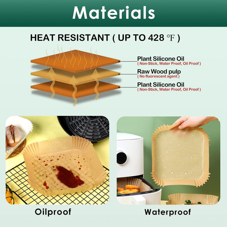 125Pcs 6.5inch Air Fryer Liners Disposable Square Parchment Paper (125 Count)