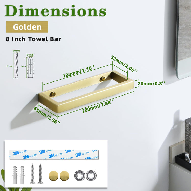 Hand Towel Holder Towel Bar for Bathroom Wall Mounted 8 Inch