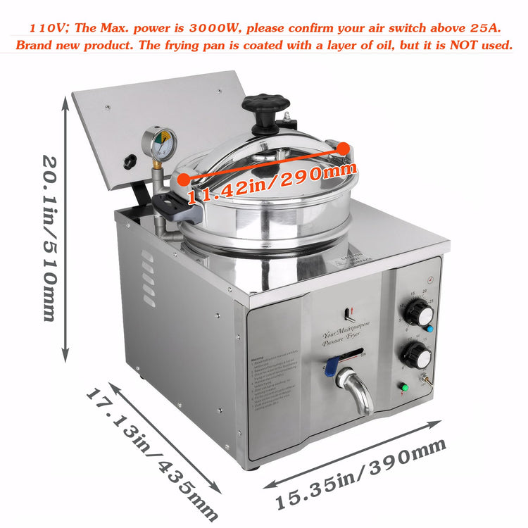 16L Commercial Countertop Pressure Fryer