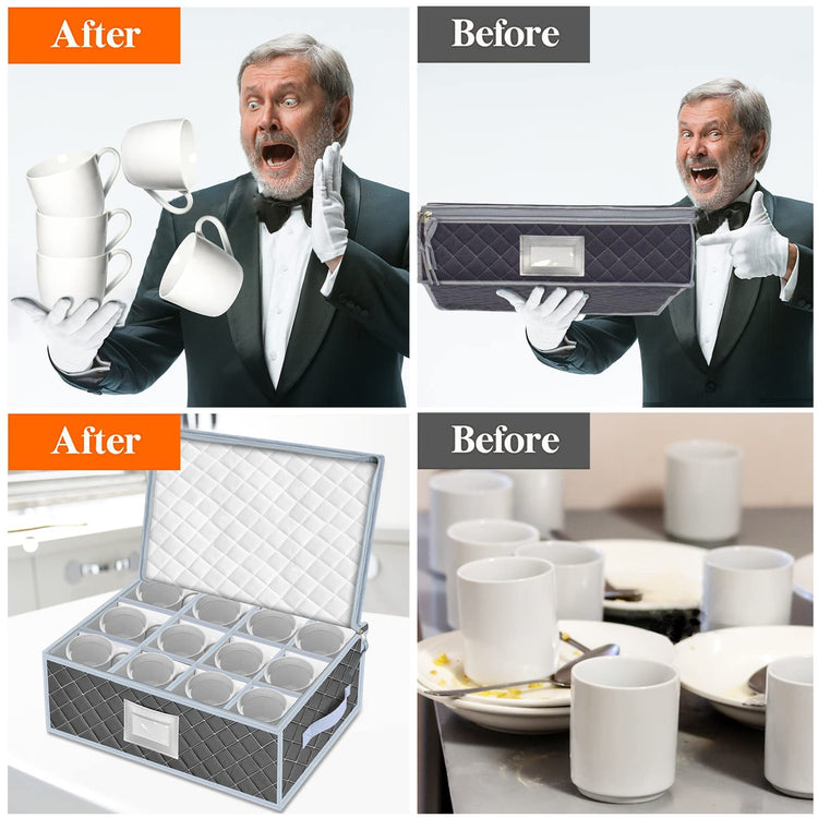 Mug and Cup Storage Box with Dividers (2 Count)