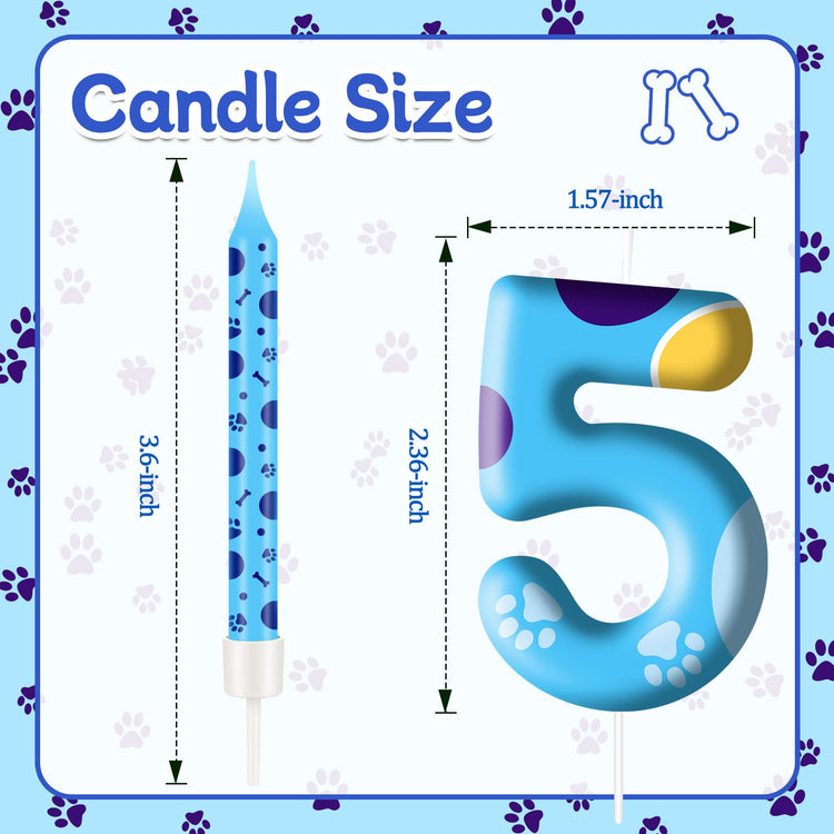 13PCS Blue Dog Paw Birthday Candles Set Cake Topper Numeral Birthday Candles for Boy Girl Dog Paw Decoration (13 Count)
