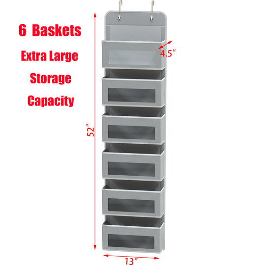 6 Clear Window Pocket Over Door Hanging Organizer