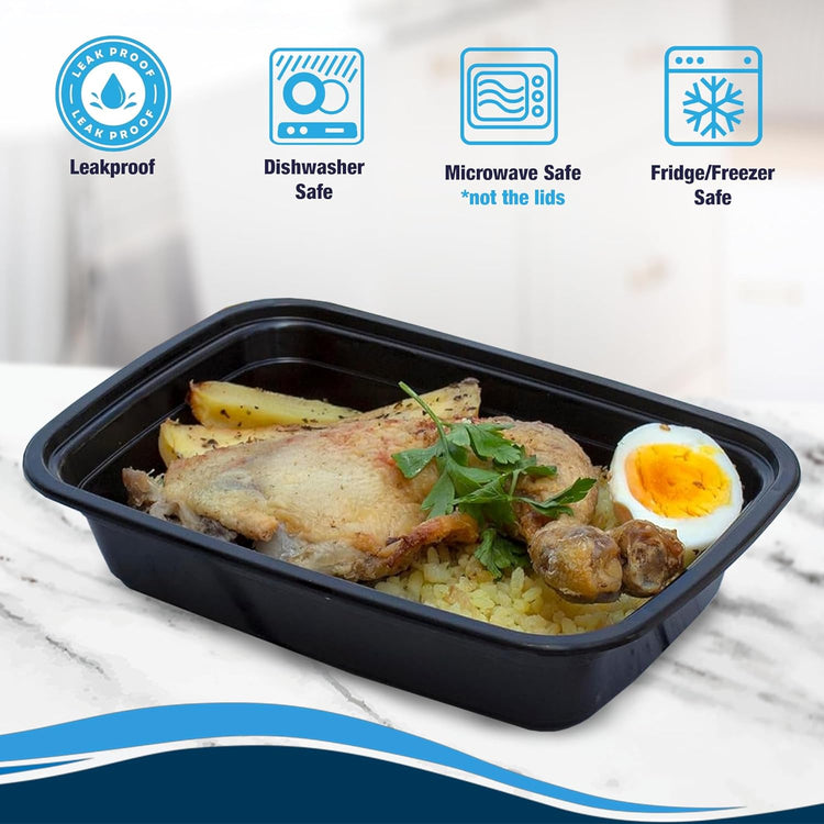 Ruthy's Outlet Meal Prep Containers W/Lids -Square Food Storage – BPA-Free| Stackable | Microwave | Freezer & Dishwasher Safe | Reusable Lunch Bento Box Portion Control & Planning (100 Pack, 32 oz)