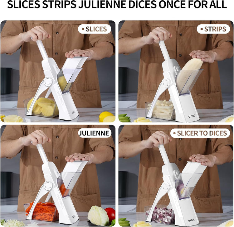 Safe Mandoline Slicer,Vegetable Potato Slice Food Cutter for Kitchen,Thickness Adjustable Upright Veggie Chopper for Fast Meal prep
