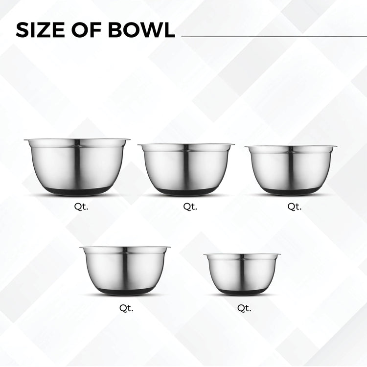 Premium Stainless Steel Mixing Bowls with Lids Non (5 Count)