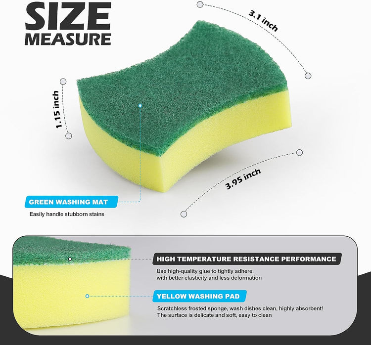 Kitchen Cleaning Sponges,96 Pack Eco Non-Scratch for Dish,Scrub Sponges