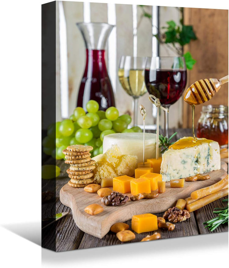 Looife Cajun Kitchen Wall Art, 30x40 inch Boho Kitchen Canvas Wall Decor - Modern Art Deco Print with Wine & Food Motif, Ready to Hang for Dining Room & Bar