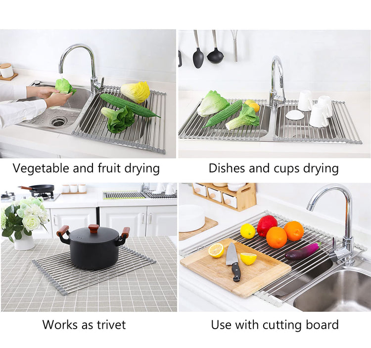Roll Up Dish Drying Rack Over Sink