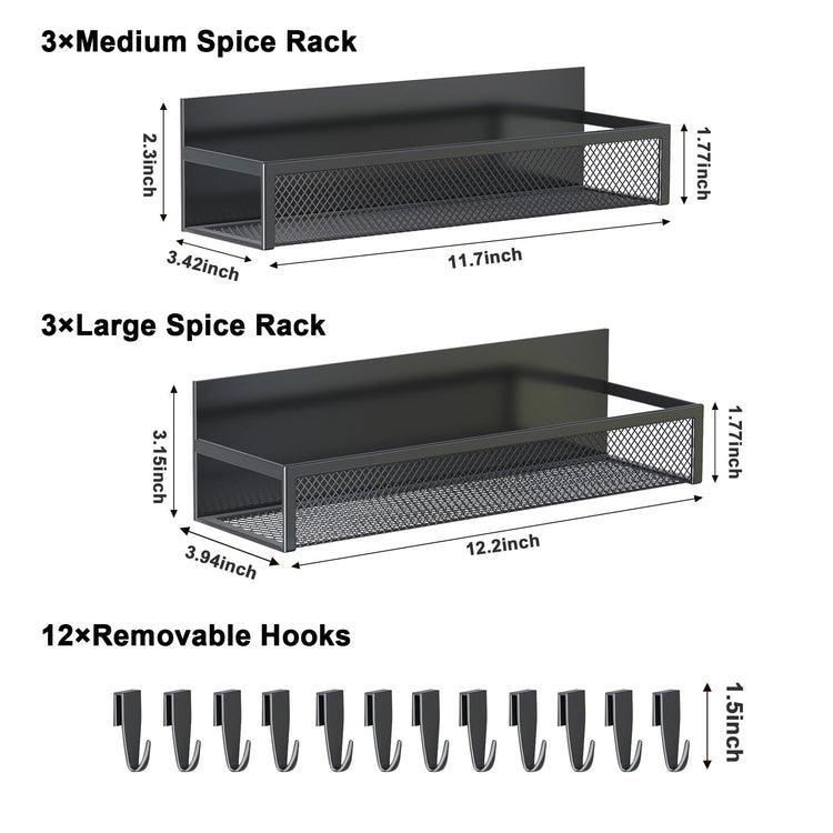 Magnetic Spice Rack for Refrigerator (6 Count)