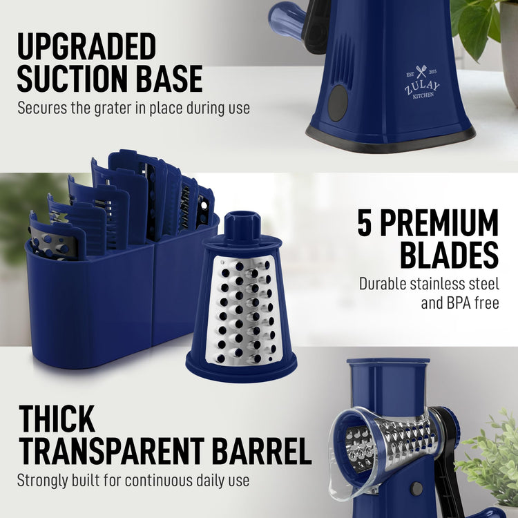 Rotary Cheese Grater 5 Blade Cheese Shredder