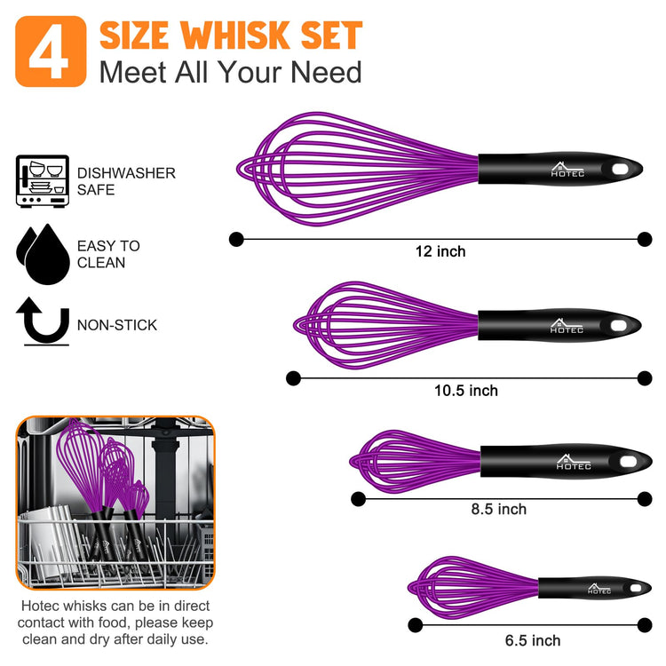 4 Pieces Silicone Whisks Set
