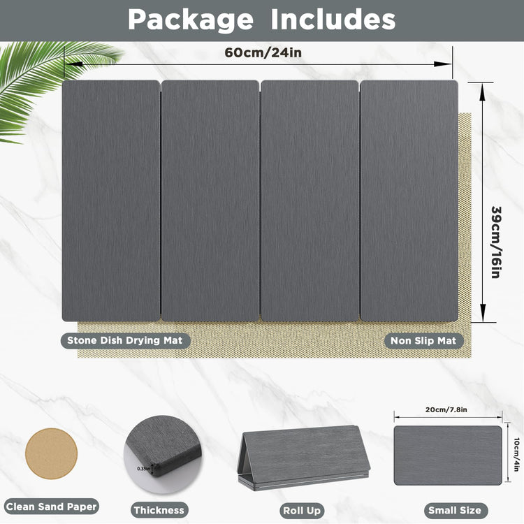 2PCS Stone Drying Mat for Kitchen Counter (2 Count)