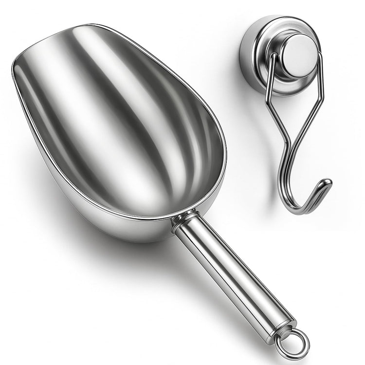 Stainless Steel Ice Scoop for Freezer with Magnetic Hook