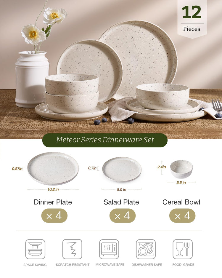 Meteor 12 Piece Stoneware Dinnerware Set
