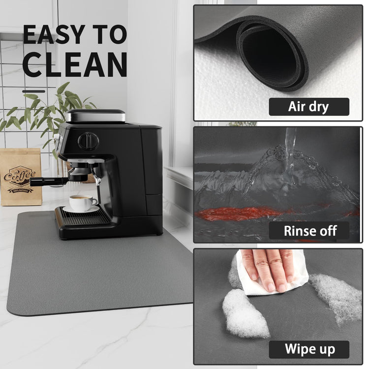 Coffee Mat Absorbent Hide Stain Rubber Backed Dish Drying Mat for Kitchen Counter