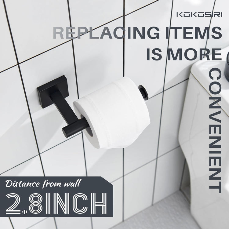 KOKOSIRI Toilet Paper Holder for Bathroom Toilet Roll Holder Hold Mega Rolls Wall Mounted, Matte Black Stainless Steel B2008BK
